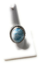 Load image into Gallery viewer, Old Pawn Navajo Sterling Silver &amp; Light Blue Larimer Ring Size 8.5