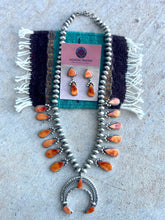Load image into Gallery viewer, Navajo Orange Spiny And Sterling Silver Necklace Earrings Set By Selena Warner