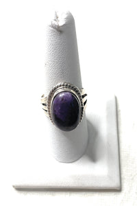 Old Pawn Navajo Sterling Silver & Charorite Ring Size 8.5