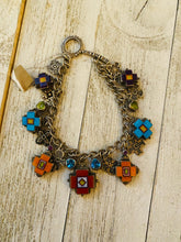 Load image into Gallery viewer, Navajo Multi Stone &amp; Sterling Silver Inlay Link Bracelet