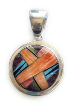 Load image into Gallery viewer, Navajo Multi Stone Inlay &amp; Sterling Silver Circle Pendant