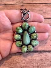 Load image into Gallery viewer, Navajo Sterling Silver &amp; Carico Lake Turquoise Cluster Necklace