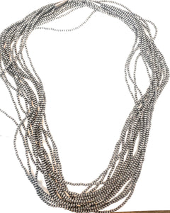 Navajo Sterling Silver Pearl 3mm Beaded Necklace 60”