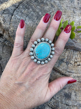 Load image into Gallery viewer, Navajo Sterling Silver Kingman Web Turquoise Adjustable Ring Artist Abel Toledo