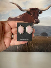 Load image into Gallery viewer, Navajo Sterling Silver Pink Conch Oval Stud Earrings