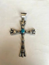 Load image into Gallery viewer, Navajo Sterling Silver &amp; Turquoise Cross Pendant