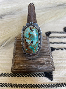 Navajo Turquoise & Sterling Silver Ring Size 10 Signed  Russell Sam