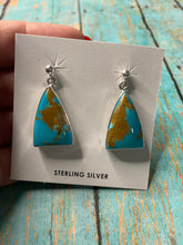 Load image into Gallery viewer, Navajo Royston Turquoise &amp; Sterling Silver Dangle Earrings Signed