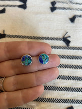 Load image into Gallery viewer, Navajo Blue Opal Inlay &amp; Sterling Silver Stud Earring