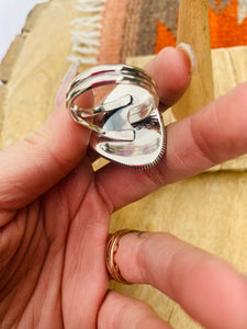 Navajo Golden Hills Turquoise & Sterling Silver Adjustable Ring by Wydell Billie