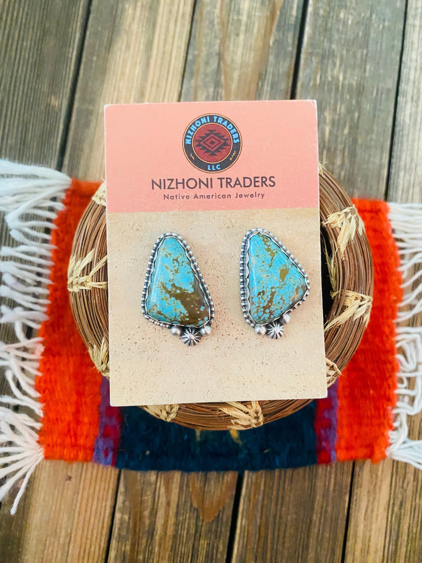 Navajo Sterling Silver & Royston Turquoise Post Earrings