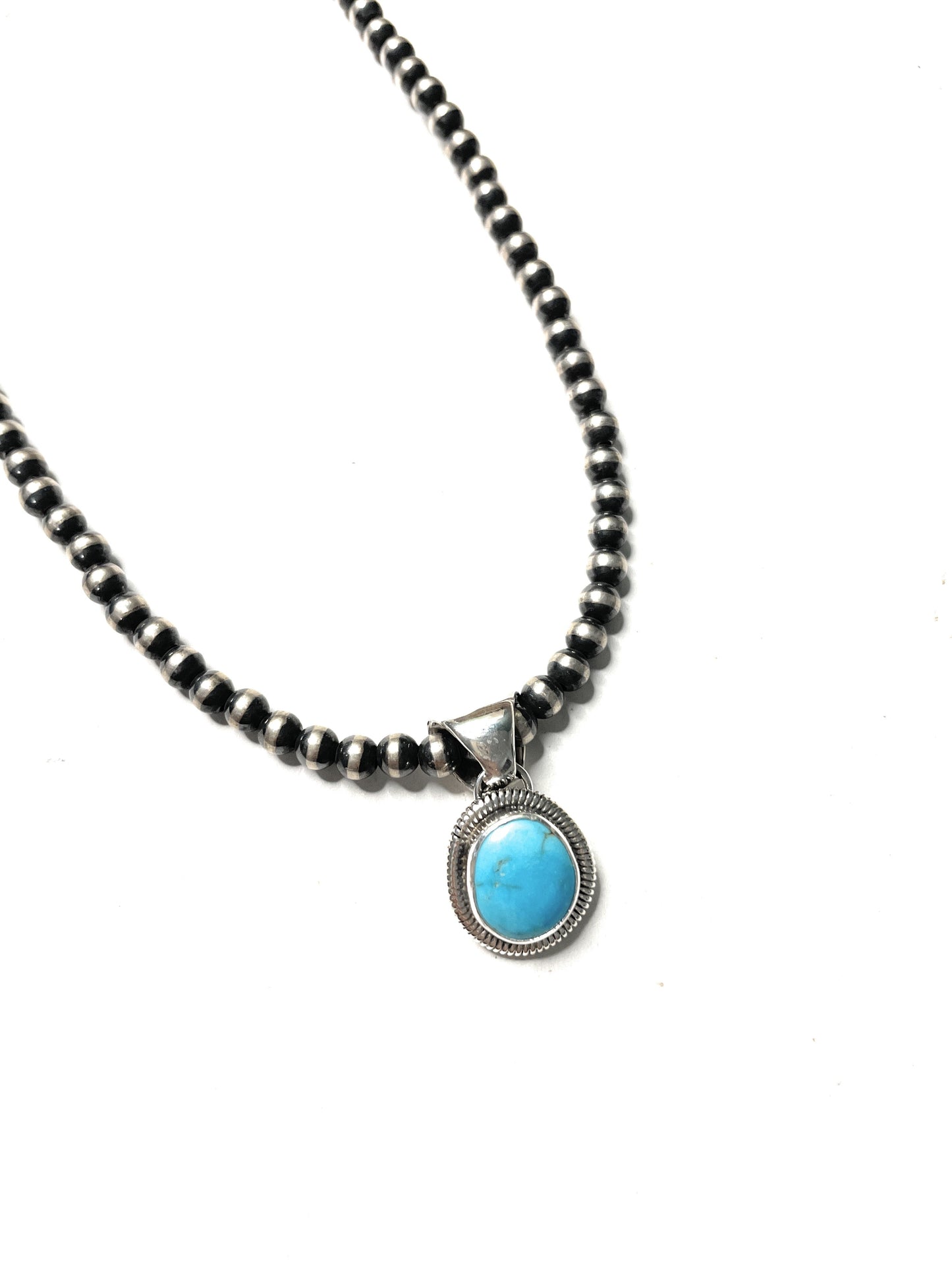 “Taylor Pendant” Navajo Sterling Silver And Turquoise Pendant