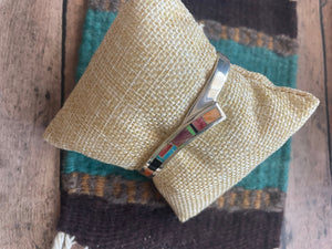 Navajo Handmade Sterling & Multi Stone Inlay Cuff Bracelet