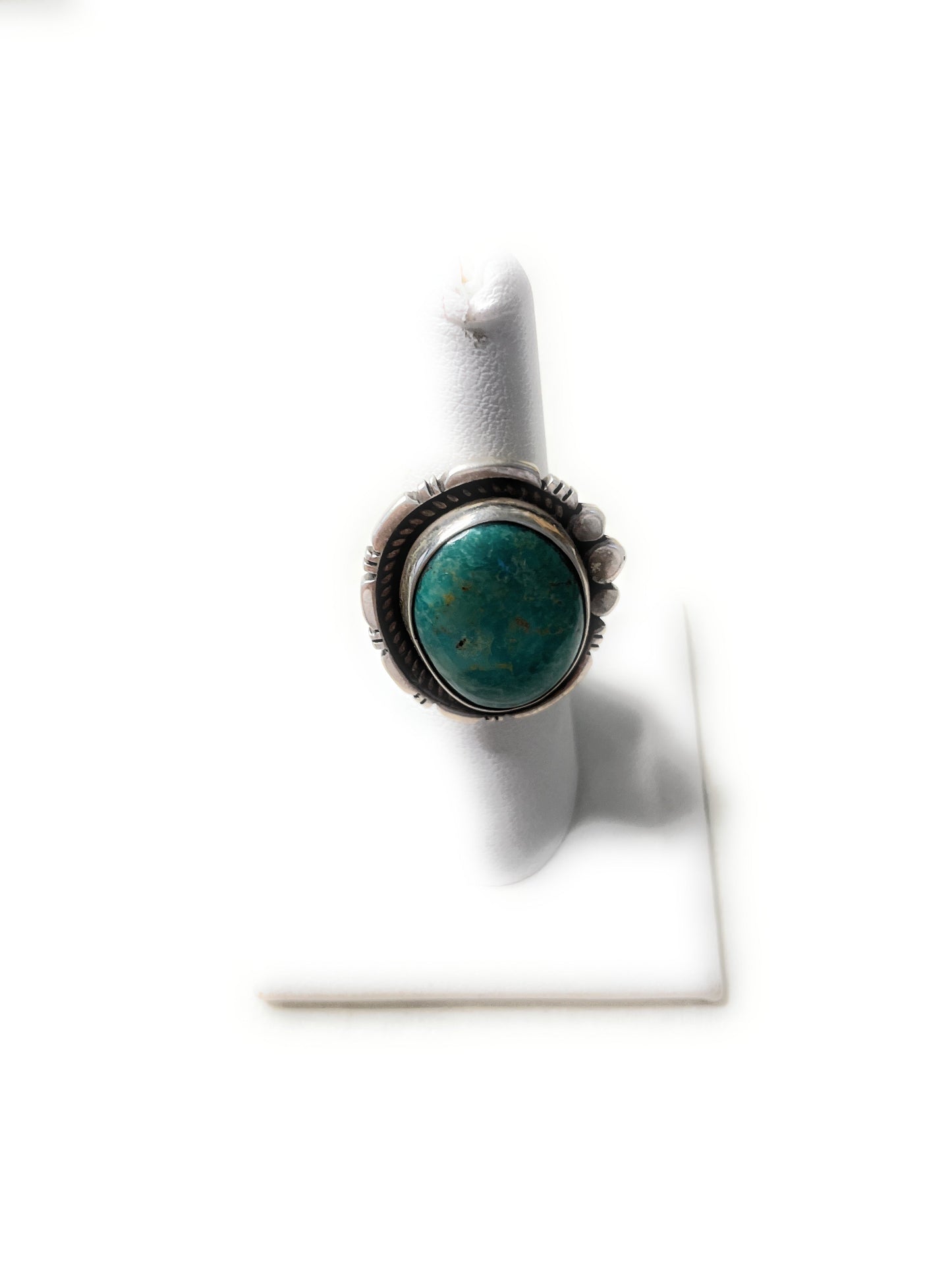 Old Pawn Navajo Sterling Silver & Turquoise Ring Size 6.5