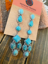 Load image into Gallery viewer, Navajo Sterling Silver &amp; Natural Turquoise Dangle Earrings Signed