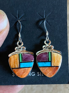 Turquoise, Orange Spiny Berry Dangle Earrings