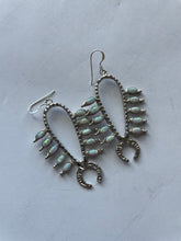 Load image into Gallery viewer, Navajo Sterling Silver &amp; Opal Squash Blossom Dangle Earrings