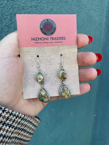 Handmade Sterling Silver & Royston Turquoise Dangle Earrings Signed Nizhoni