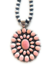 Load image into Gallery viewer, Navajo Queen Pink Conch Shell Sterling Silver Pendant Signed C Yazzie