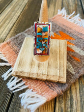 Load image into Gallery viewer, Navajo Sterling Silver &amp; Multi Stone Spice Inlay Ring Size 6.25