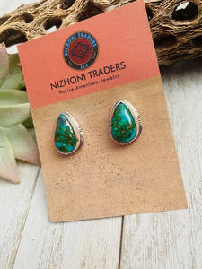 Navajo Sonoran Mountain Turquoise & Sterling Silver Stud Earrings