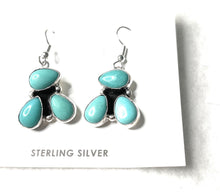 Load image into Gallery viewer, Navajo Turquoise And Sterling Silver 3 Stone Dangle Earrings Signed