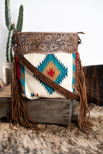 Load image into Gallery viewer, The Maddox Saddle Blanket Purse - Teal &amp; Cream