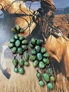 Navajo Sterling Silver & Turquoise Dangle Earrings Signed Ella Peter