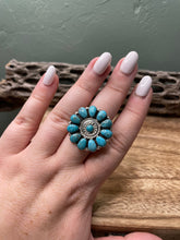 Load image into Gallery viewer, Navajo Turquoise And Sterling Silver Adjustable Flower Ring