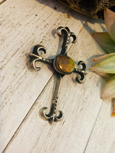 Load image into Gallery viewer, Navajo Sterling Silver &amp; Royston Turquoise Cross Pendant By Martha Cayatineto