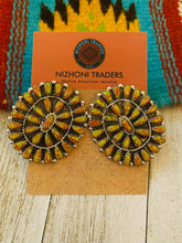 Load image into Gallery viewer, Navajo Sterling Silver &amp; Opal Cluster Post Earrings Signed
