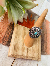 Load image into Gallery viewer, Navajo Turquoise and Sterling Silver Concho Ring