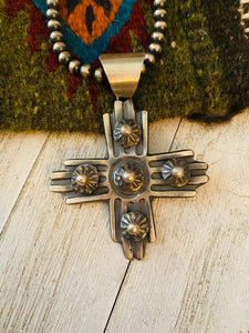 Navajo Sterling Silver Cross Pendant By Chimney Butte