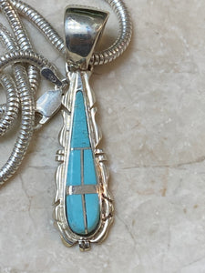 Turquoise & Sterling Silver Jagged Pendant