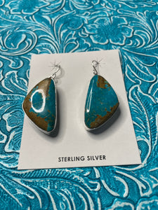 Navajo Royston Turquoise & Sterling Silver Dangle Earrings Signed