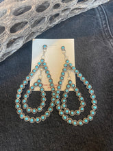 Load image into Gallery viewer, Zuni Turquoise &amp; Sterling Silver Snake Eye Hoops
