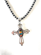 Load image into Gallery viewer, Navajo Multi Stone Inlay &amp; Sterling Silver Cross Pendant Signed