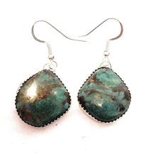 Load image into Gallery viewer, Navajo Turquoise &amp; Sterling Silver Dangle Earrings