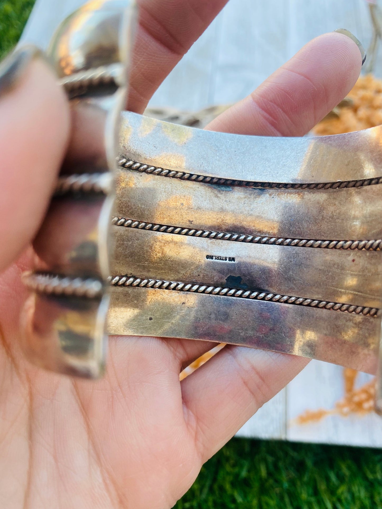 Vintage Navajo Sterling Silver Cuff Bracelet Signed