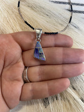 Load image into Gallery viewer, Navajo Sterling Silver &amp; Blue Opal Inlay Pendant