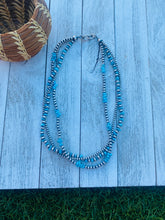 Load image into Gallery viewer, Navajo Turquoise &amp; Sterling Silver Pearl Triple Strand Beaded 18” Necklace