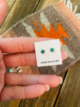 Load image into Gallery viewer, Navajo Sterling Silver &amp; Malachite Mini Stud Earrings