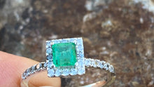 Load image into Gallery viewer, Colombian Emerald Earrings &amp; Ring Set in Sterling Silver