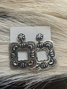 Navajo Sterling Silver Dangle Earrings By Leander Tahe