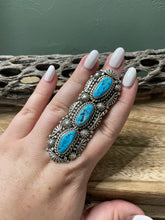 Load image into Gallery viewer, Navajo Turquoise And Sterling Silver Statement Ring Sz 10