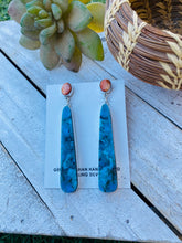 Load image into Gallery viewer, Navajo Sterling Silver, Turquoise &amp; Spiny Slab Dangle Earrings