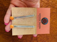 Load image into Gallery viewer, Navajo Orange Spiny &amp; Sterling Silver Dangle Earrings