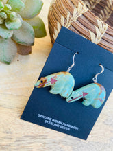 Load image into Gallery viewer, Vintage Zuni Hand Carved Turquoise Fetish Bear Earrings