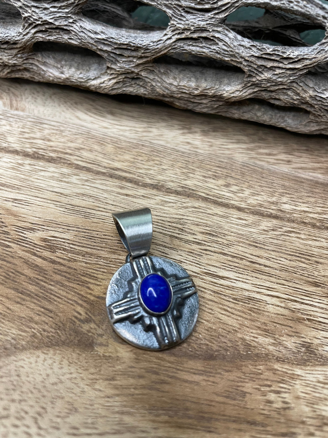 Navajo Sterling Silver & Blue Lapis Pendant By Chimney Butte