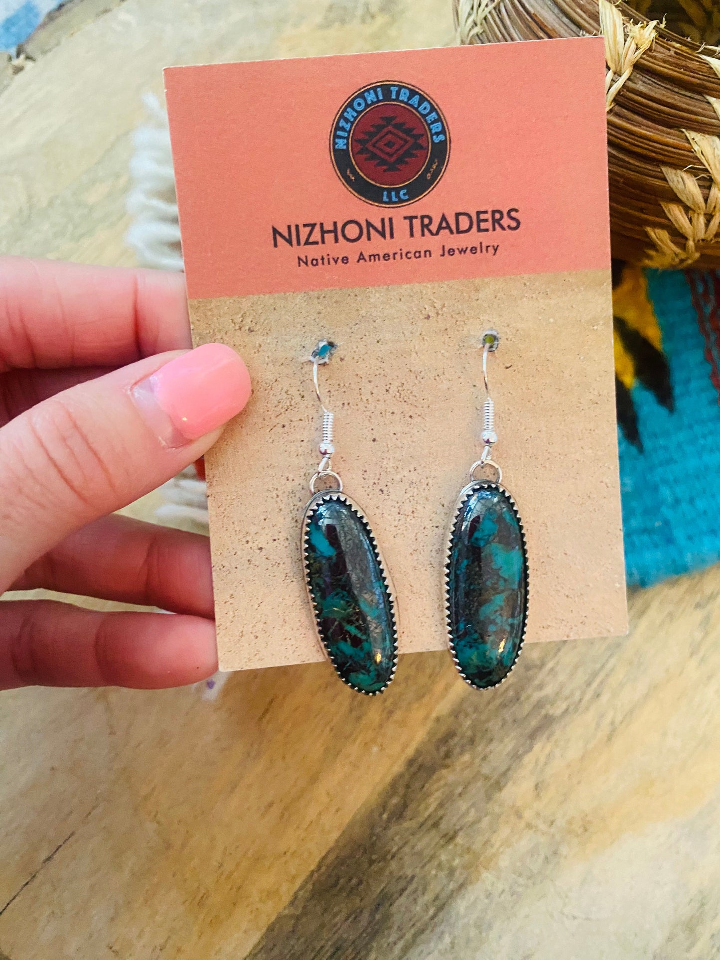 Navajo Turquoise & Sterling Silver Dangle Earrings